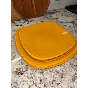 Fiesta Ware Sunflower Butterscotch 3pc Square Plates Set - 2 Large + 1 Small
